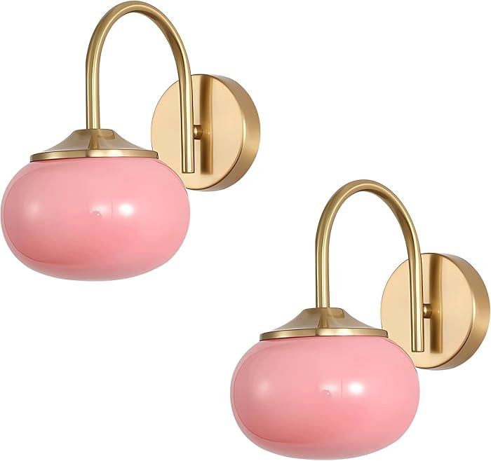 BOKT Set of 2 Pink Modern Sconce Bedroom Wall Sconces Gold Small | Amazon (US)