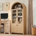 71 " Tall Bookshelf with Storage, 4 Doors & Drawers, Wooden Arched Bookshelf for Living Room Offi... | Walmart (US)