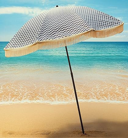 Beach Umbrella For Sand - Best Beach Umbrella Windproof & Portable Sport Umbrella With Fringe, Co... | Amazon (US)