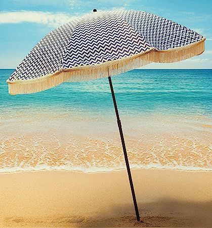 Beach Umbrella For Sand - Best Beach Umbrella Windproof & Portable Sport Umbrella With Fringe, Co... | Amazon (US)