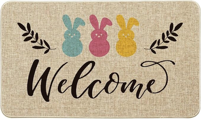 Artoid Mode Welcome Easter Rabbits Decorative Doormat, Seasonal Spring Easter Holiday Low-Profile... | Amazon (US)
