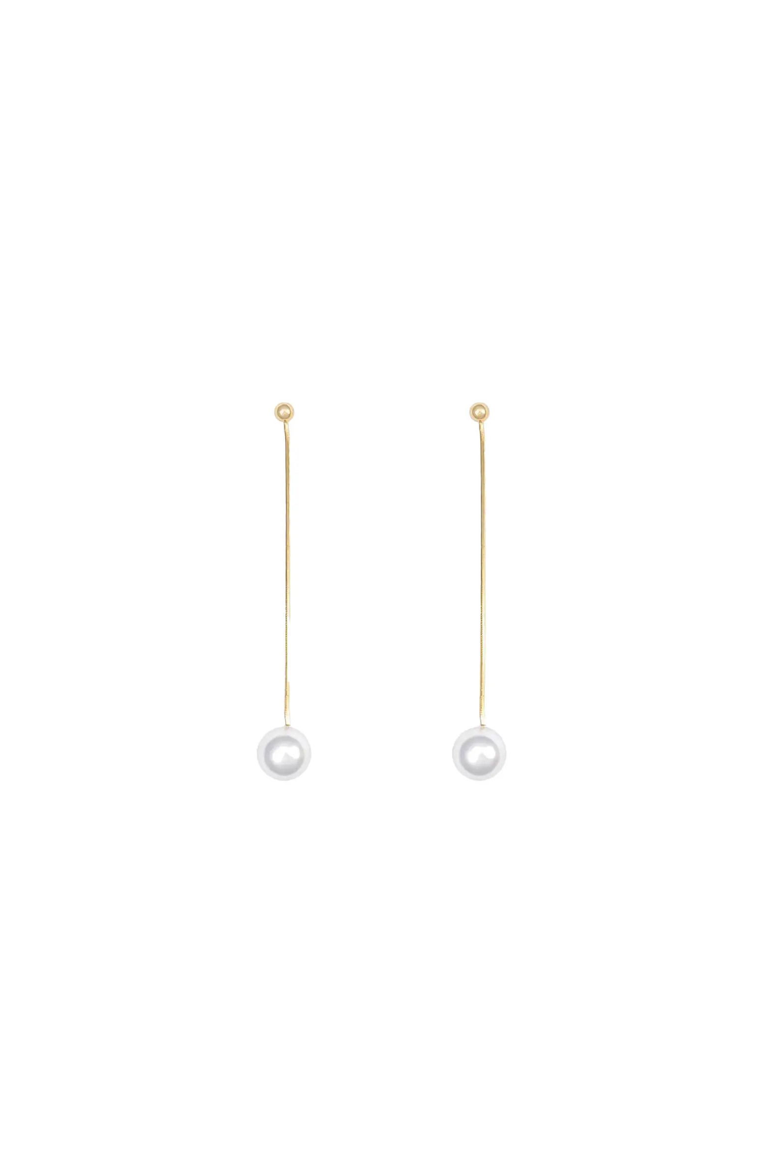 14k Gold Plated Dangled Pearl Earrings Holiday Gift Idea | Nordstrom