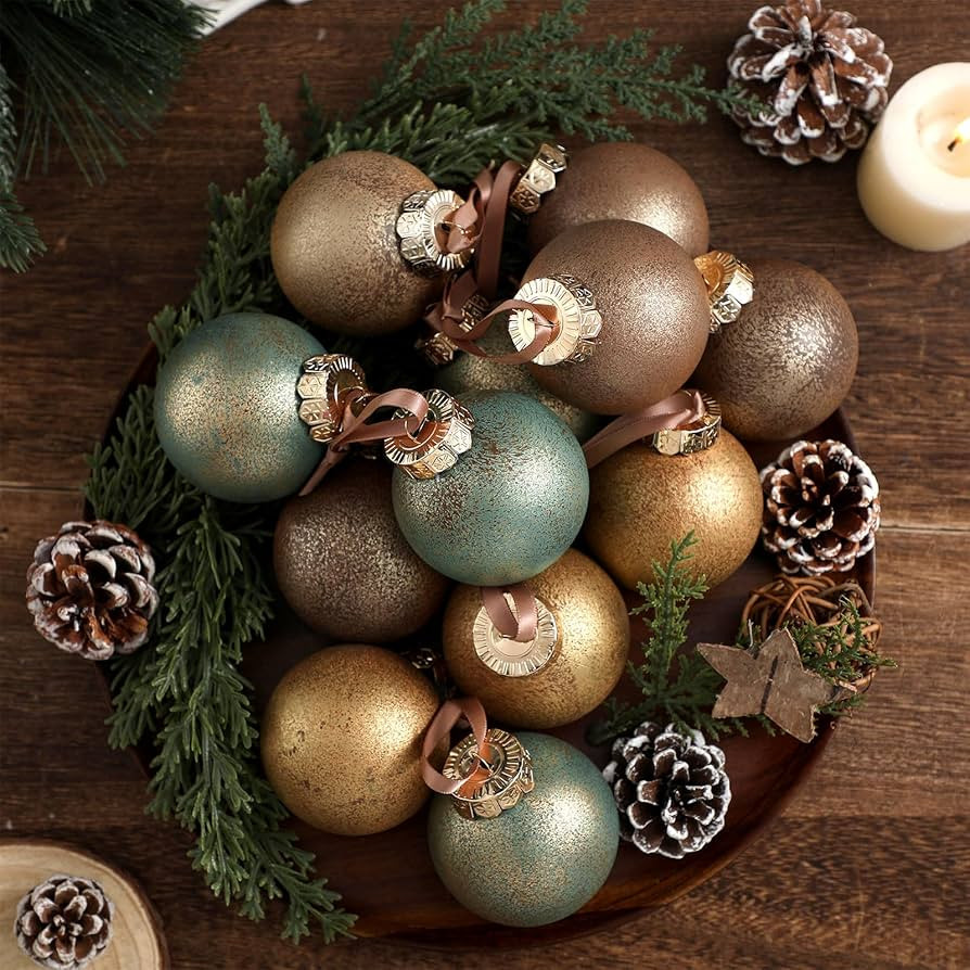 12 Pcs Neutral Textured Christmas Ball Ornaments 2.36'' Vintage Christmas Tree Decor Rustic Distr... | Amazon (US)