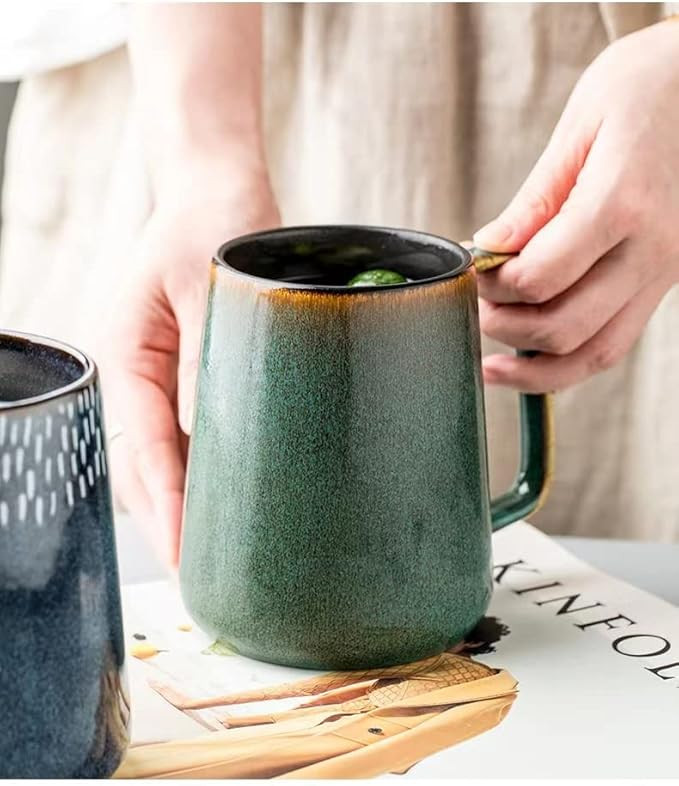 KELINGO Large 24 OZ/700ml Ceramic Coffee Mugs with Golden Handle, Extra Big Jumbo Tea Cup Mug for... | Amazon (US)