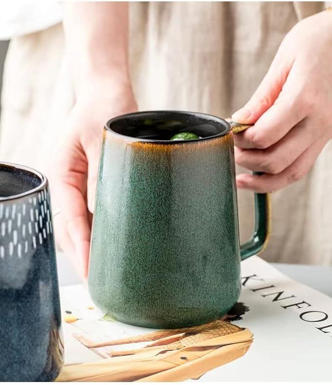 KELINGO Large 24 OZ/700ml Ceramic Coffee Mugs with Golden Handle, Extra Big Jumbo Tea Cup Mug for... | Amazon (US)