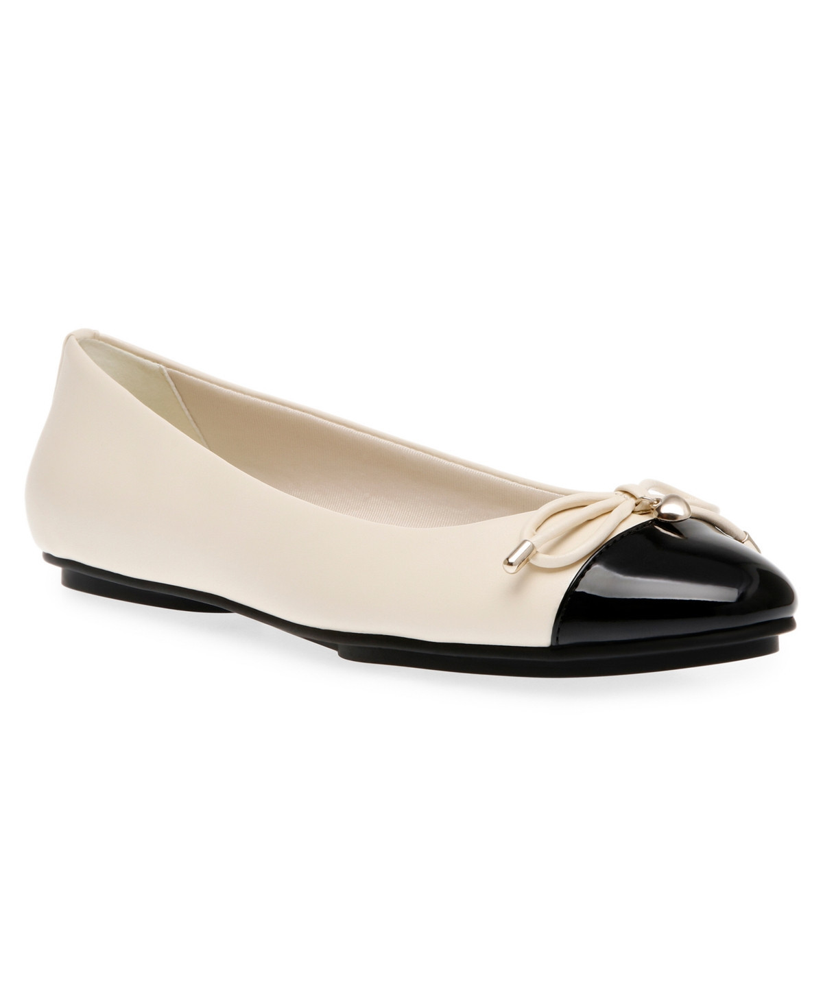 Anne Klein Women's Luci Cap Toe Ballet Flats - Off White/Black | Macy's