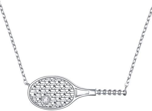 DAOCHONG S925 Sterling Silver Jewelry Tennis Racket Pendant Necklace Gift for Tennis Sports lover... | Amazon (US)