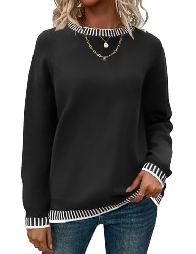 Zeagoo Womens Crewneck Pullover Sweater Long Sleeve Knit Side Slit 2024 Fall Winter Sweater Tops | Amazon (US)