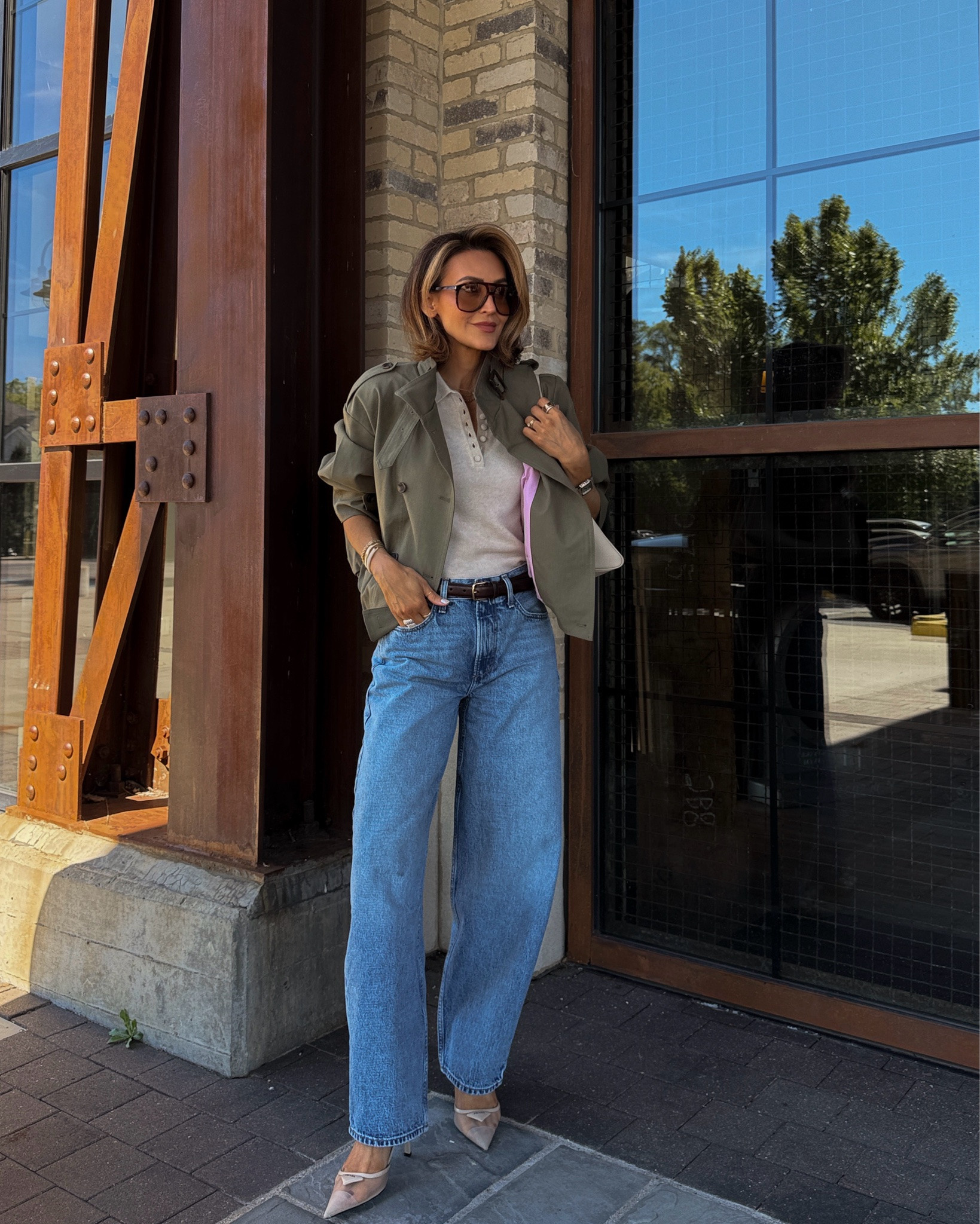 Fall Formulas: jeans + short sleeve sweater 🫒🍂 jeans are included in the fall event ( up to 25% off with code: FALL) 

I ended up investing in another super cute polo cashmere fuzzy sweater and can’t get enough!! Jeans 25, barrel silhouette, fits slightly oversized, sweater xs and jacket small - Prada sling backs 

#LTKootd #LTKgrwm #LTKSeasonal
