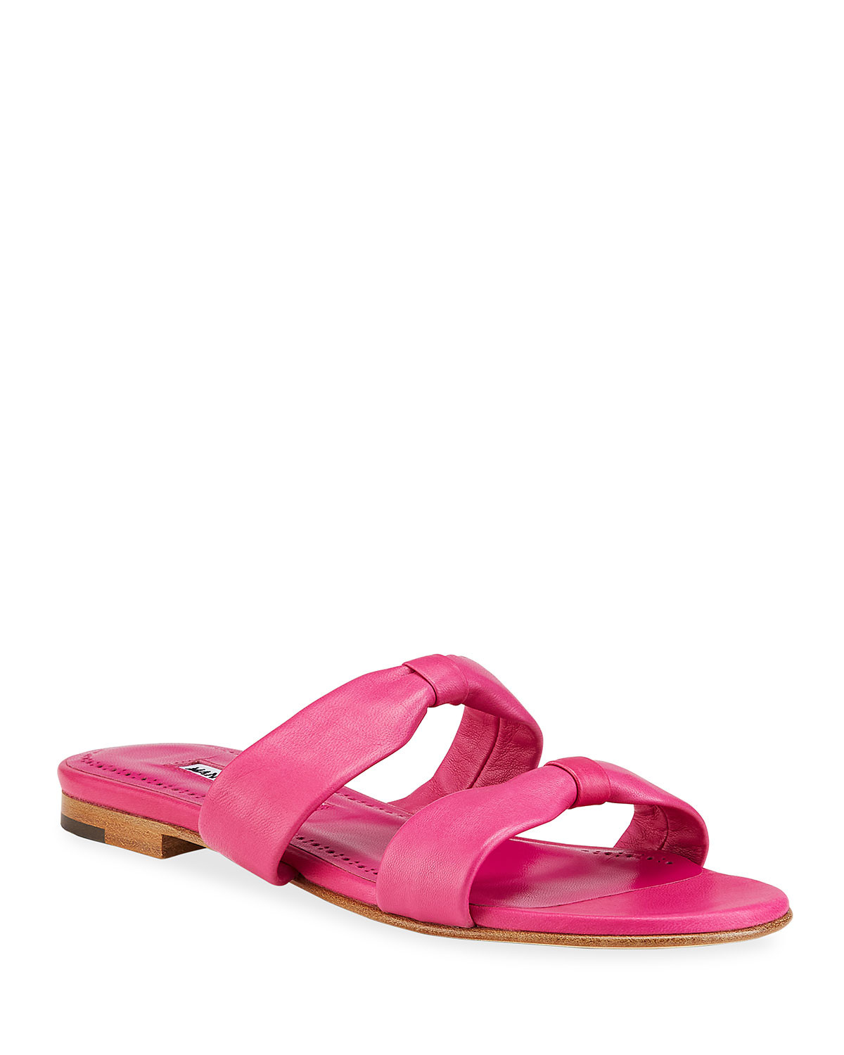 Pallera Knotted Slide Sandals, Pink | Neiman Marcus