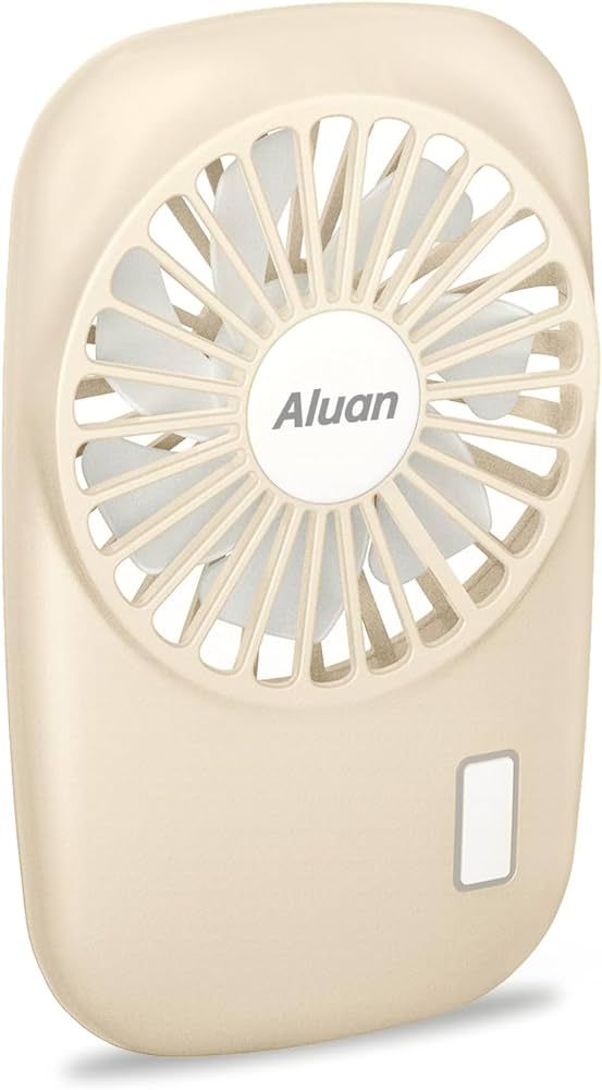 Aluan Handheld Fan Mini Fan Powerful Small Personal Portable Fan Speed Adjustable USB Rechargeable Cooling for Kids Girls Woman Home Office Outdoor Travel, Beige | Amazon (US)