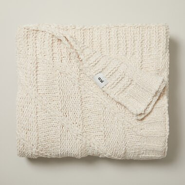 CHENILLE THROW BLANKET, IVORY | Indigo (CA)