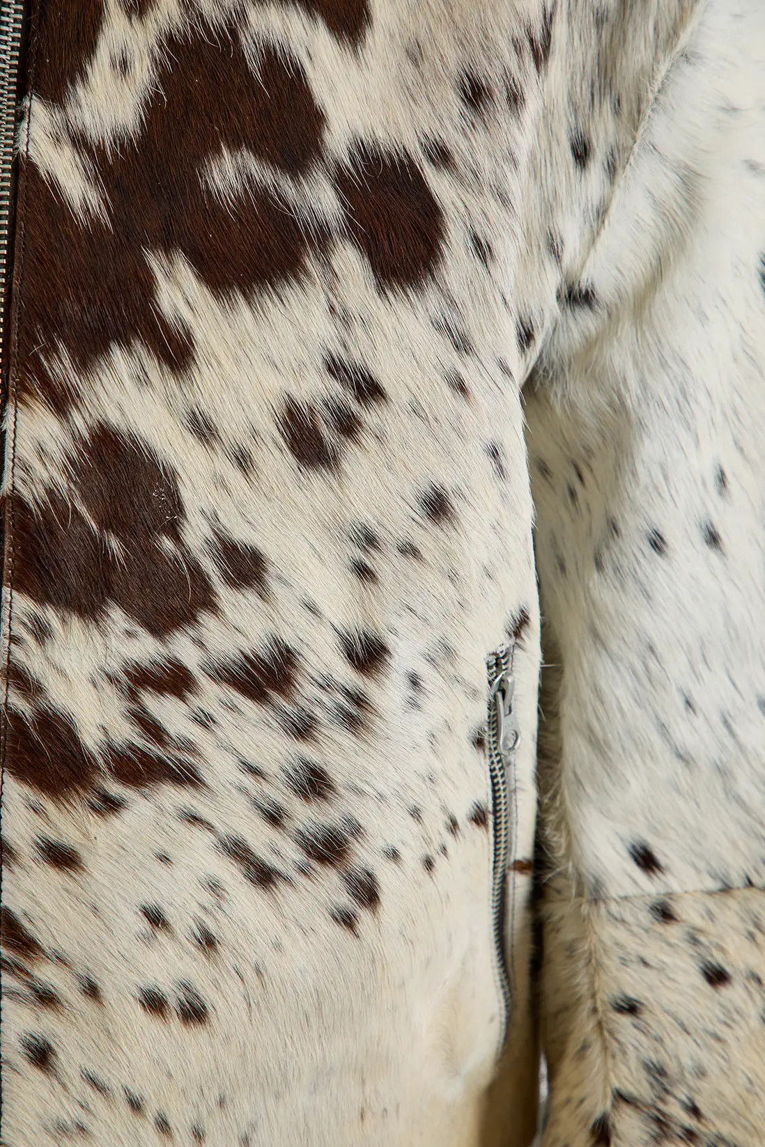 Animal Cow Hide Leather Zip Through Fringe Jacket | boohoo (US & Canada)