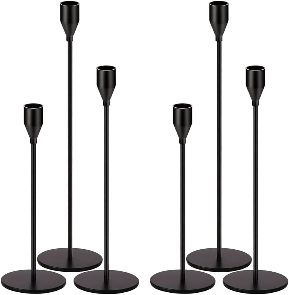Funtiger Matte Black Candlestick Holders for Wedding, Dinning, Party, Fits 3/4 inch Candles, Meta... | Amazon (US)