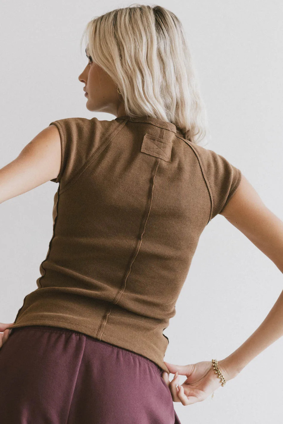 Huxley Cap Sleeve Top in Brown | Böhme US