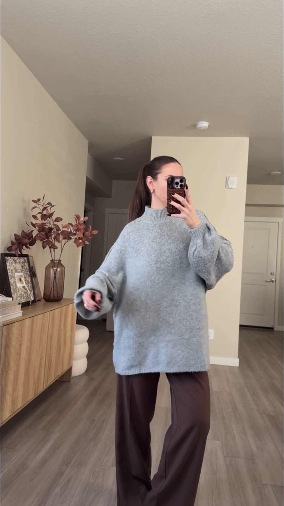 number one trending sweater on amazon right now!!

cozy sweater.  wearing medium.  no need to size up.  it's very oversized. 