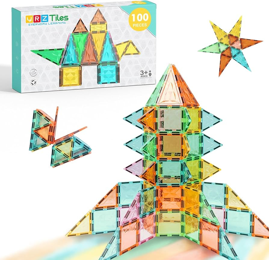 Magnetic Tiles 100-Piece Set for Kids, Magnetic Building Blocks STEM Toys for Age 3+ Boys and Gir... | Amazon (US)