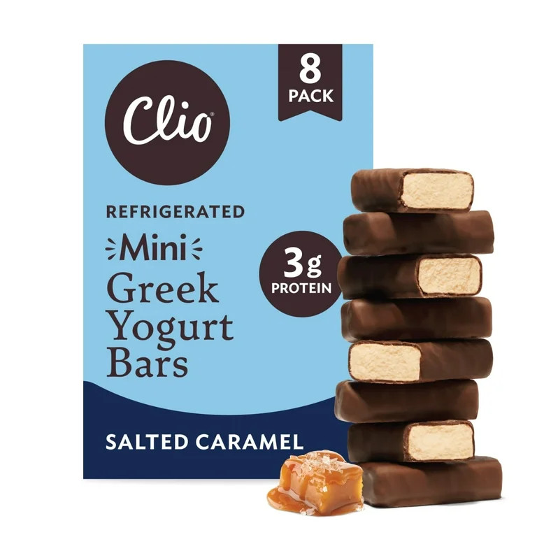 Clio Salted Caramel Greek Yogurt Mini Bar in Chocolatey Coating, 0.78 oz, 8 Ct | Walmart (US)