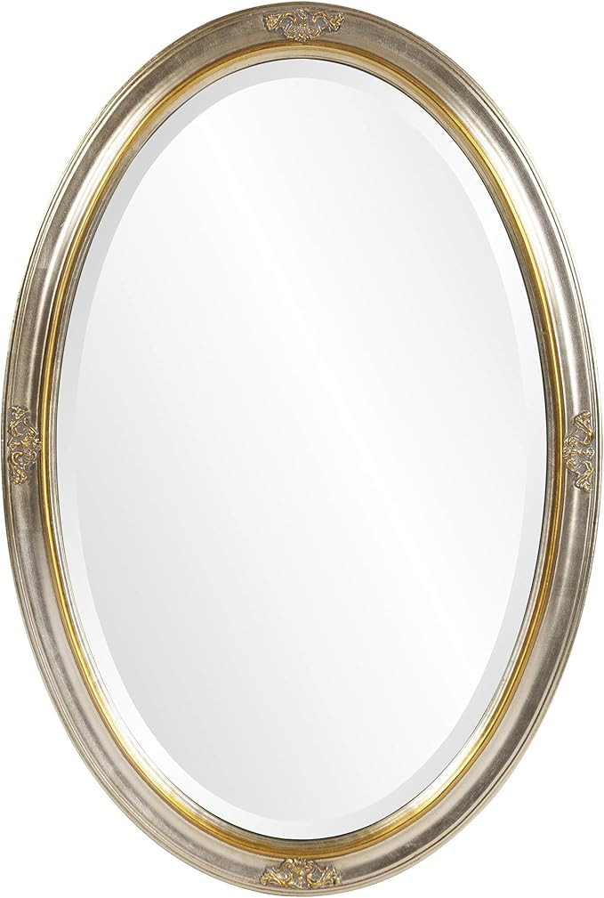 Howard Elliott Carlton Oval Decorative Wall Mounted Mirror, Stainless Steel, Bevelled Oval Hangin... | Amazon (US)