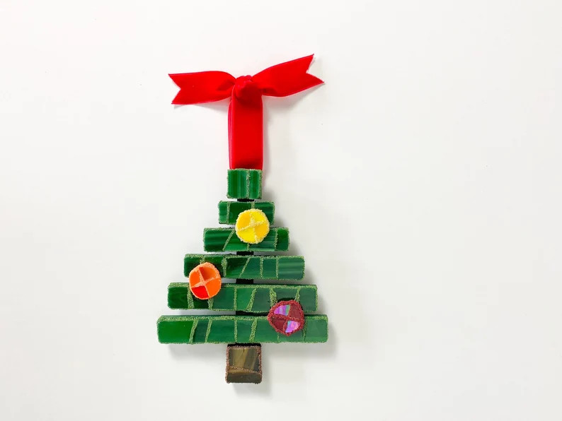 Modern Christmas Tree Wall Art Ornament Mosaic Stained Glass - Etsy | Etsy (US)