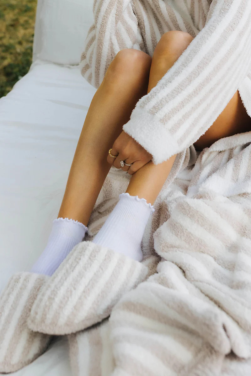 Sand/White Pinstripe Slippers | Staykation