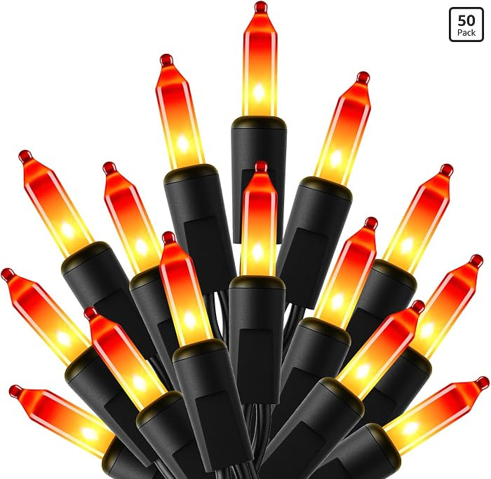 Brightown Orange Halloween Mini Lights, 50 Count 10 Feet Mini String Lights | Amazon (US)
