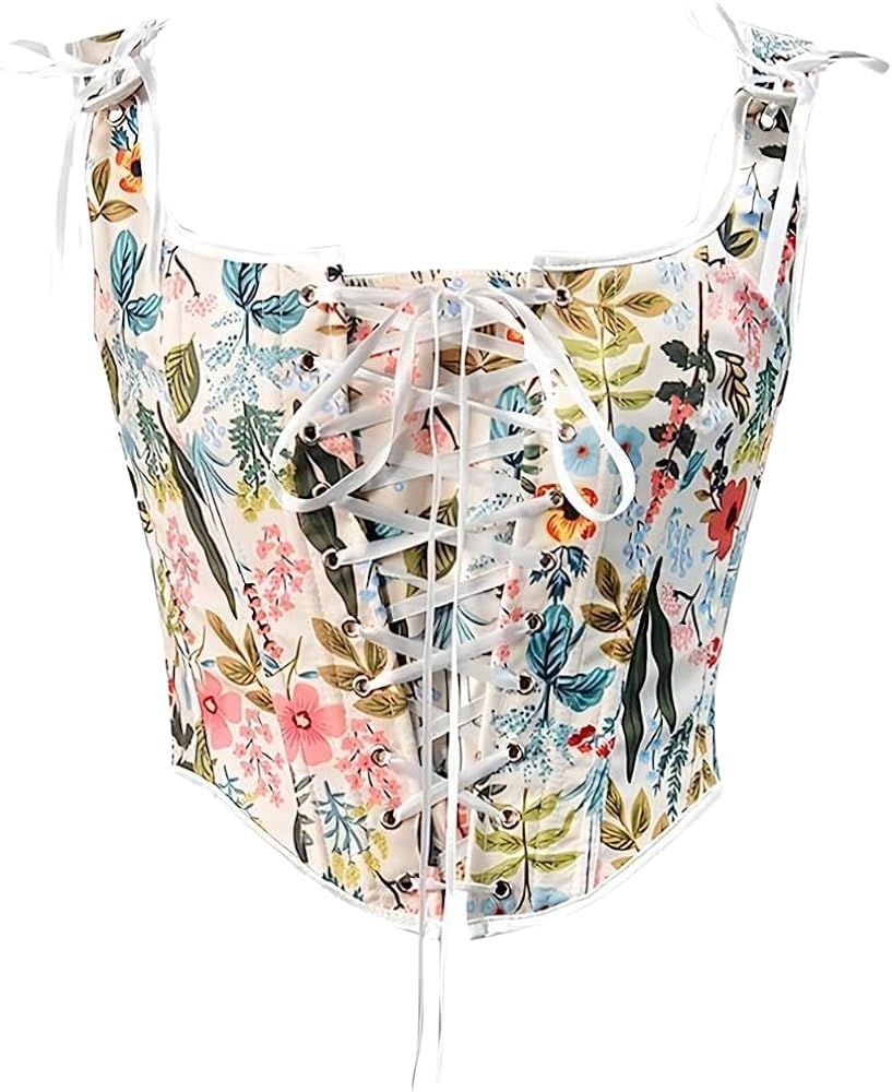 CONCINEROS Women's Summer Vintage Floral Renaissance Corset Top for Women Y2k Tops Sleeveless Dra... | Amazon (US)