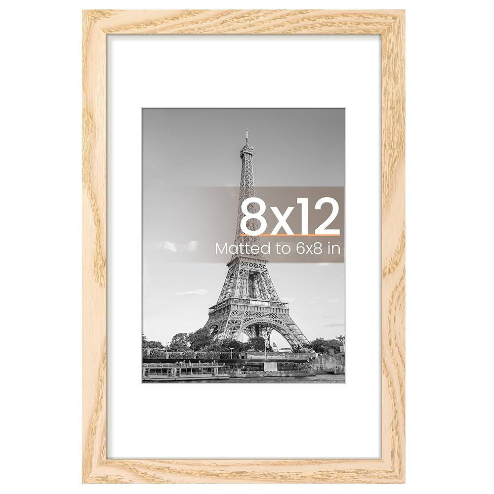 upsimples 8x12 Picture Frame, Display Pictures 6x8 with Mat or 8 x 12 Without, Wall Hanging Photo... | Amazon (US)