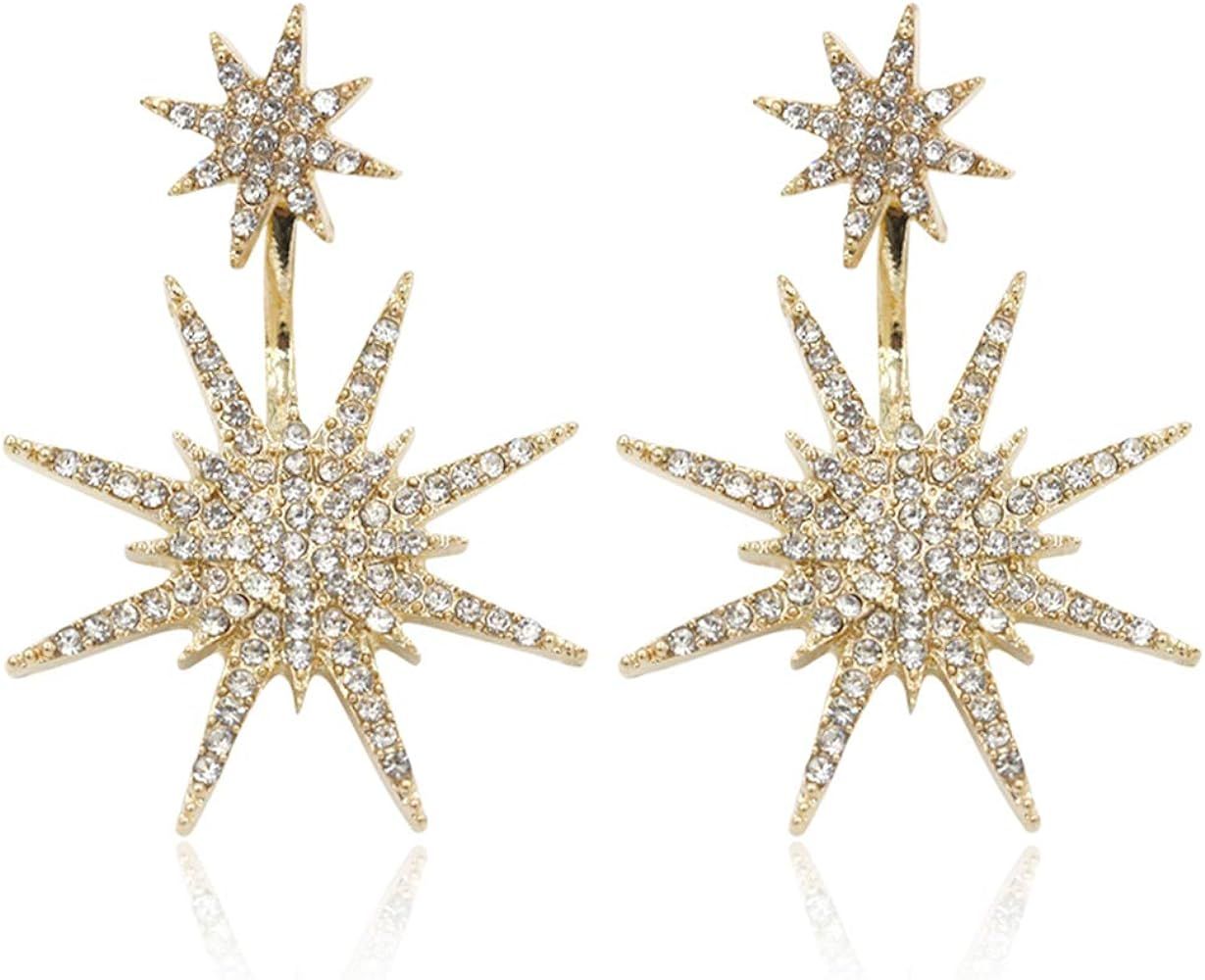 Starburst Dangle Drop Earrings Crystal Hexagram Celestial Star Stud Statement Dangle Wedding Earr... | Amazon (US)