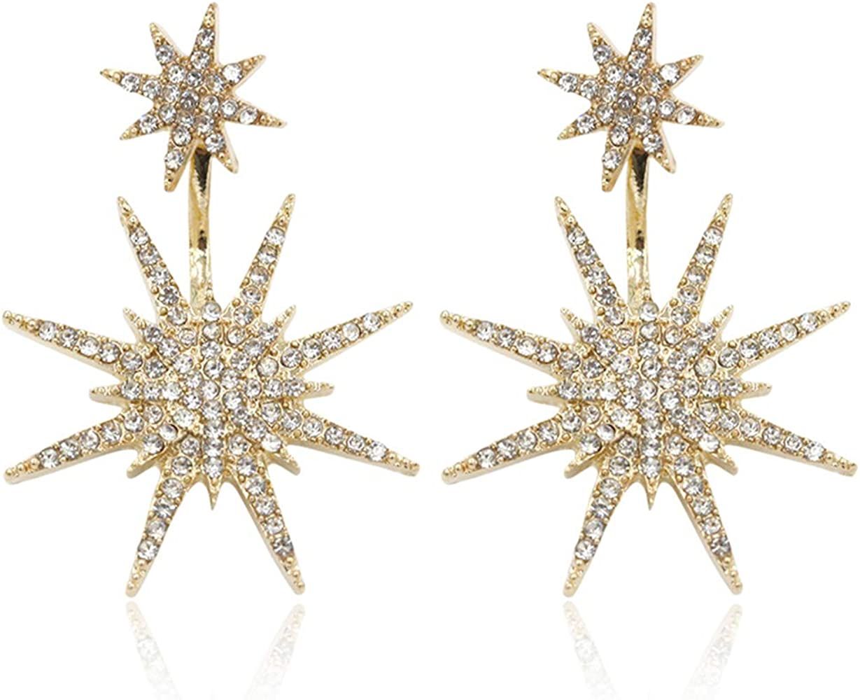 D.Rosse Starburst Dangle Drop Earrings Crystal Hexagram Celestial Star Stud Statement Dangle Wedding | Amazon (US)