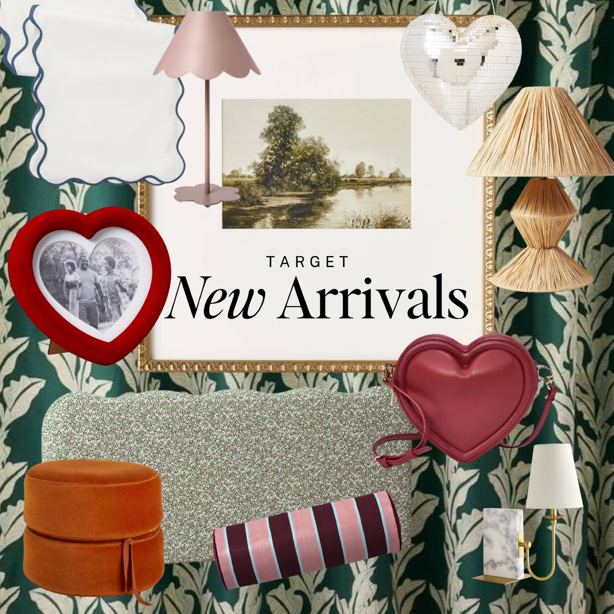 Target New Arrivals are here! Shop cottagecore, hearts and moody textures. The perfect cozy combination. 

I'm obsessed with landscape paintings lately and this small Hearth and Hand print has a modern style mat. 

A scalloped headboard for under $300? Yes, please!

And this puffy heart bag has me obsessed. Running to Target to snag it today. It's giving Kate Spade style at only $25!

Living room decor, bedroom refresh, cottage, Nancy Meyers, maximalist, target finds, home decor inspo

#LTKSeasonal #LTKFindsUnder100 #LTKHome