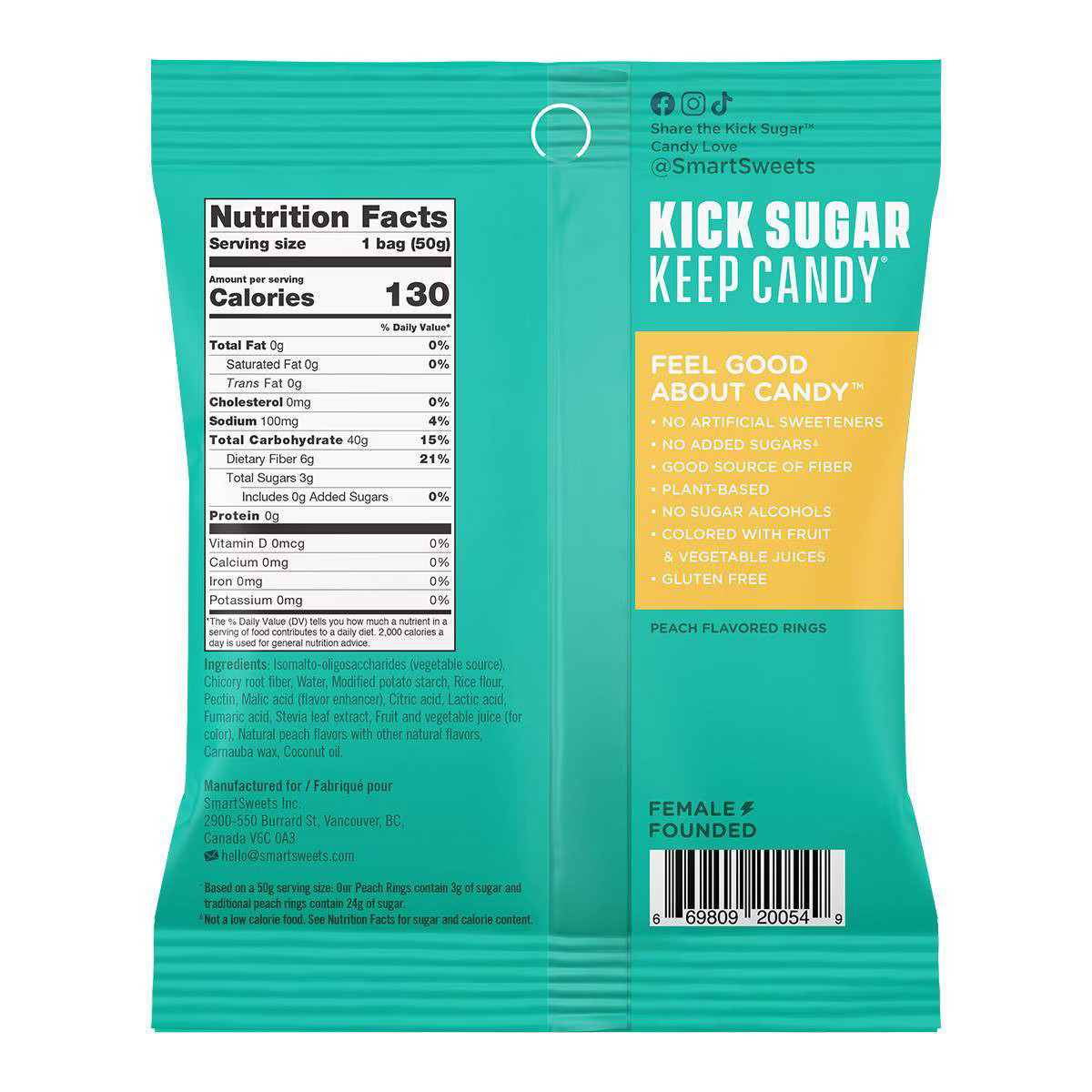 SmartSweets Peach Rings Sour Gummy Candy - 1.8oz | Target