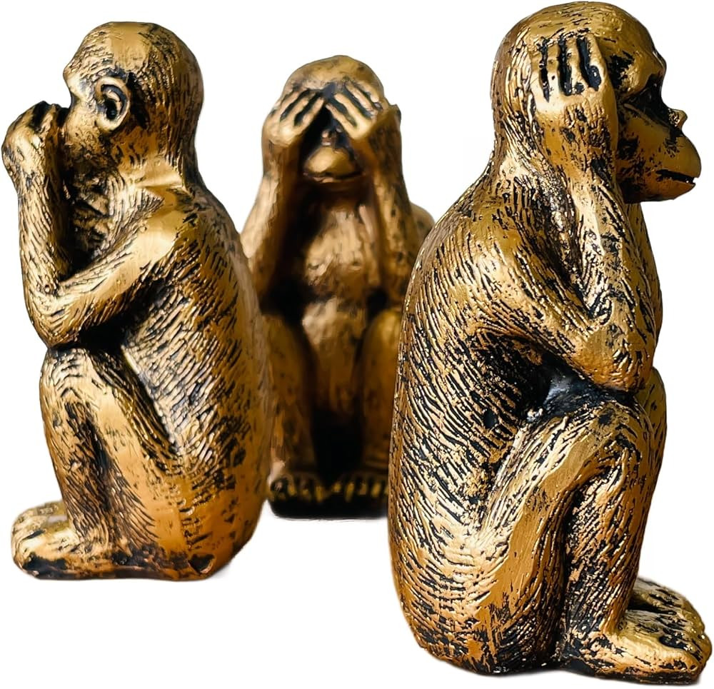 3 Wise Monkeys Statue Set - Hear No Evil See No Evil Speak No Evil - Resin Monkey Figurines for O... | Amazon (US)