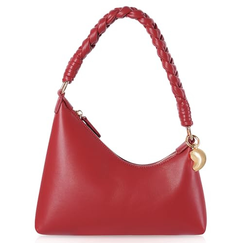 JQWSVE Small Shoulder Bag for Women Red Purse Trendy Clutch Bag Pu Leather Hobo Tote Handbag Cute Shoulder Purse Underarm Bag | Amazon (US)