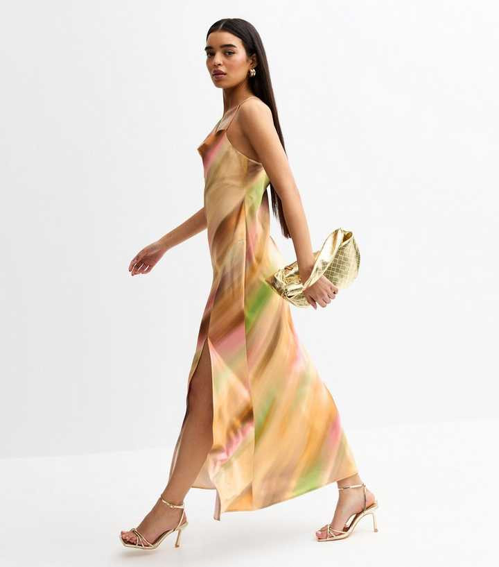 Multicoloured Ombre Print Satin Midi Dress | New Look | New Look (UK)