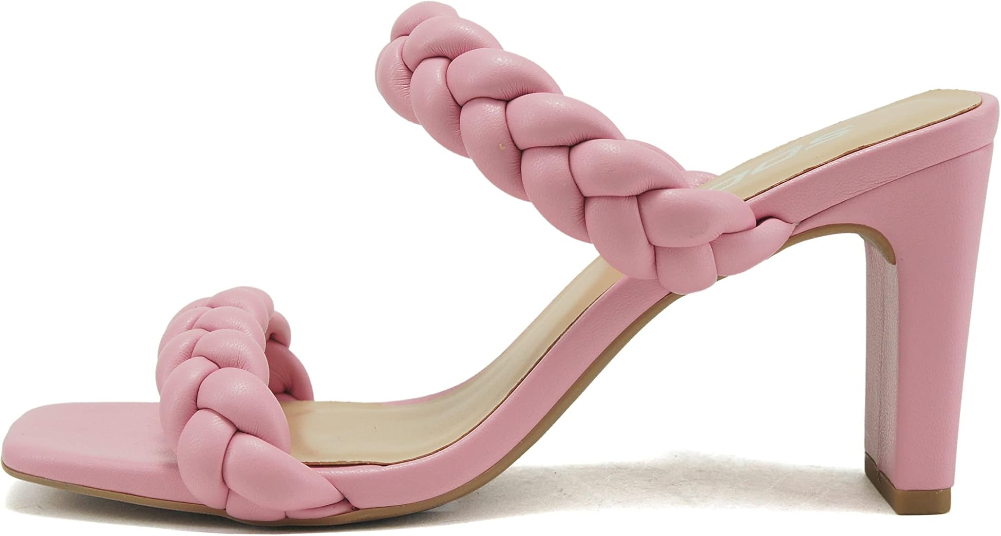 Soda Found - Women's Braided Heeled Square Toe Block Heel Sandals | Amazon (US)