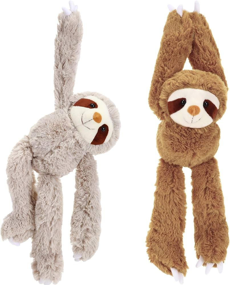 Queekay 2 Packs Sloth Stuffed Animal Hanging 18 Inch Three Toed Sloth Plush Toy with Hook and Loo... | Amazon (US)