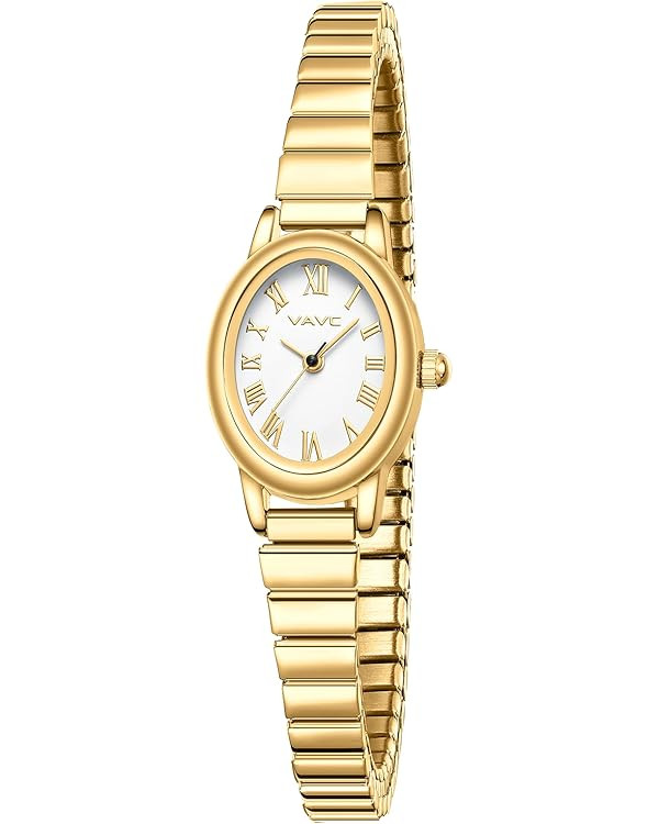 Small Gold Watches for Women,Analog Womens Watch with Stainless Steel Expansion Band,Oval Case Ro... | Amazon (US)