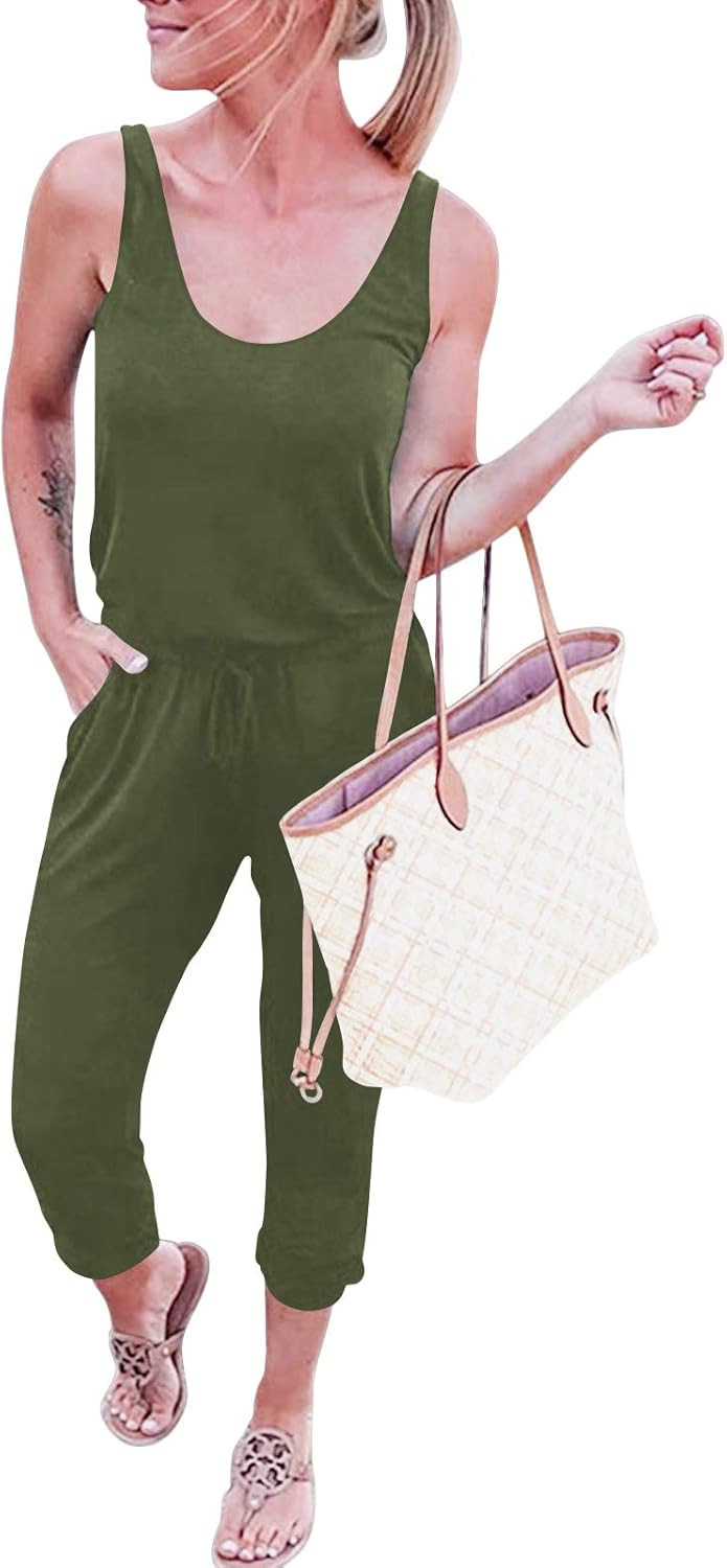 ANRABESS Women's Summer Tank Jumpsuit Casual Loose Sleeveless Beam Foot Elasitic Waist Jumpsuit R... | Amazon (US)