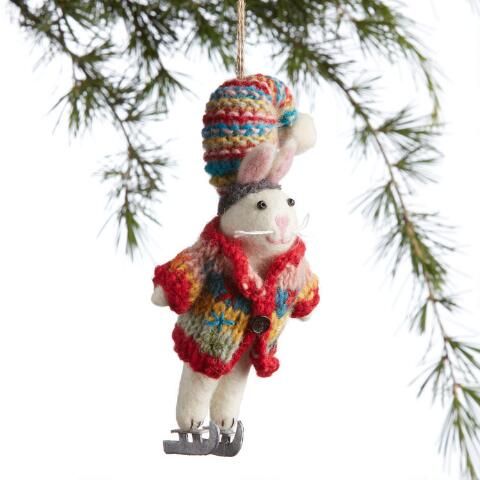 Felted Wool Boho Bunny Ornament | World Market