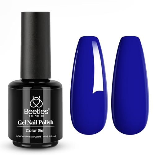 beetles Royal Blue Gel Nail Polish - 15ml Neon Blue Gel Polish Soak Off UV LED Needed Nail Art Summer 4th of July Nails Manicure Salon DIY Design at Home Gifts for Woman | Amazon (US)