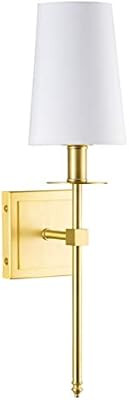 Torcia Wall Sconce Slim 1 Light Fixture with Fabric Shade | Brushed Brass Vanity Light LL-SC425-A... | Amazon (US)