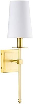 Torcia Wall Sconce 1-Light Fixture with Fabric Shade - Brushed Brass - Linea di Liara LL-SC425-AB | Amazon (US)