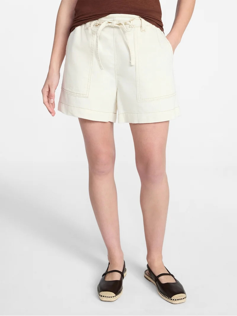 Time and Tru Women's Drapey Twill Utility Shorts, 4" Inseam, Sizes XS-XXXL | Walmart (US)