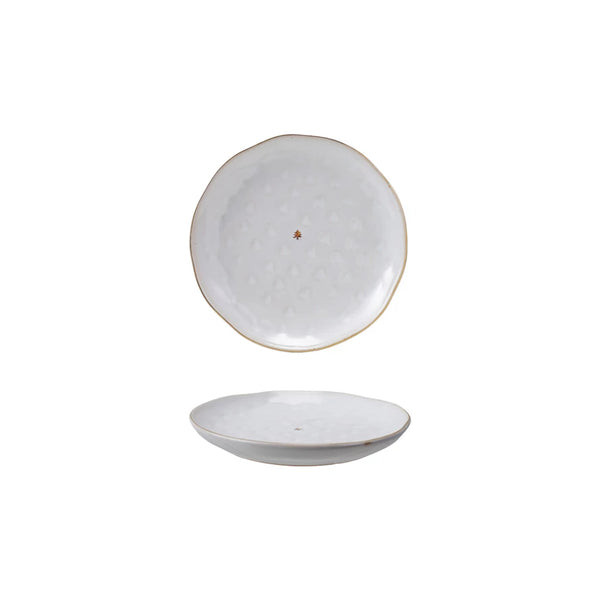 Debossed Stoneware Plate with Gold Electroplating | Linen & Clove