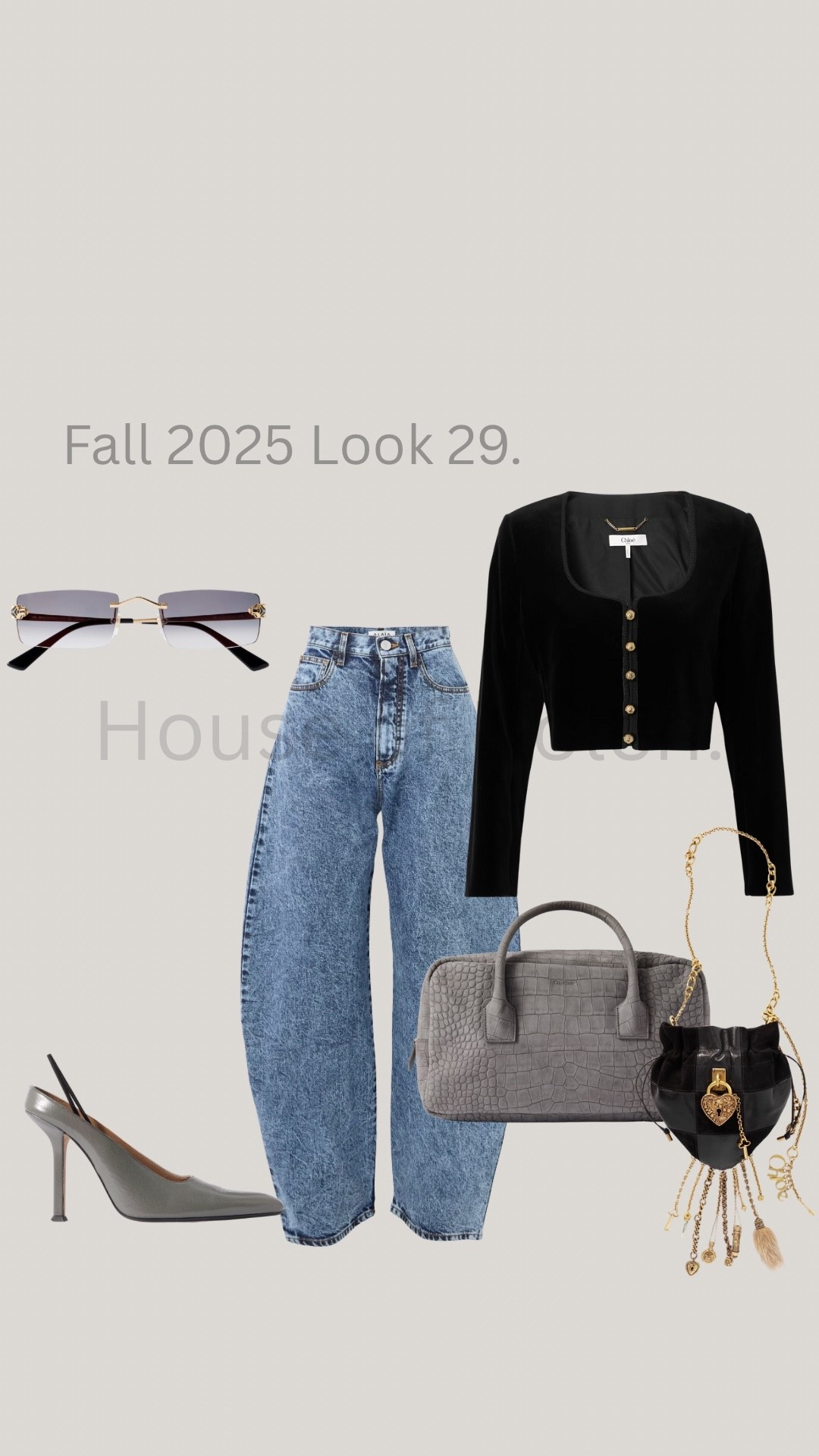Fall 2025 look 29. 

Bag Layering. Because One Is Never 
 Enough 🖤
The Alaïa barrel jeans with a black Chloé cardigan, Miu Miu sunglasses, and Calvin Klein Collection grey heels paired with a matching grey bag.
Adding agold and black Chloé bag. Perfection in motion.
#ltkfashion #chloestyle #miuMiu #alaiajeans #fallstyle #neutralfashion #luxuryedit#LTKStyleTip 

#LTKStyleTip #fashion #ootd #nyc #love #looks #ltk #fall #2025 #streetstyle #style #work #LTKStyle #ltkfashion 

#LTKBeauty #LTKgrwm #LTKootd