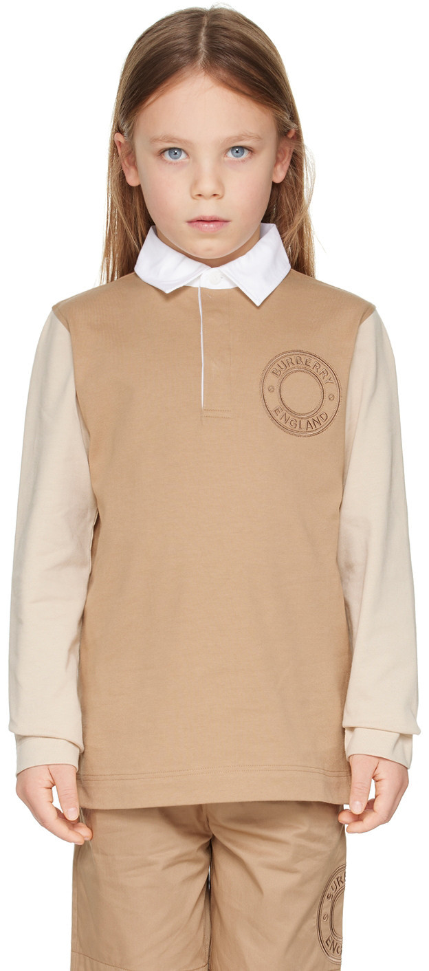 Burberry Kids Beige Embroidered Polo | SSENSE