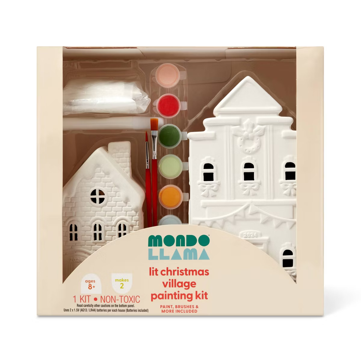 Holiday Craft 2ct Paint-Your-Own Ceramic Christmas Village - Mondo Llama™ | Target