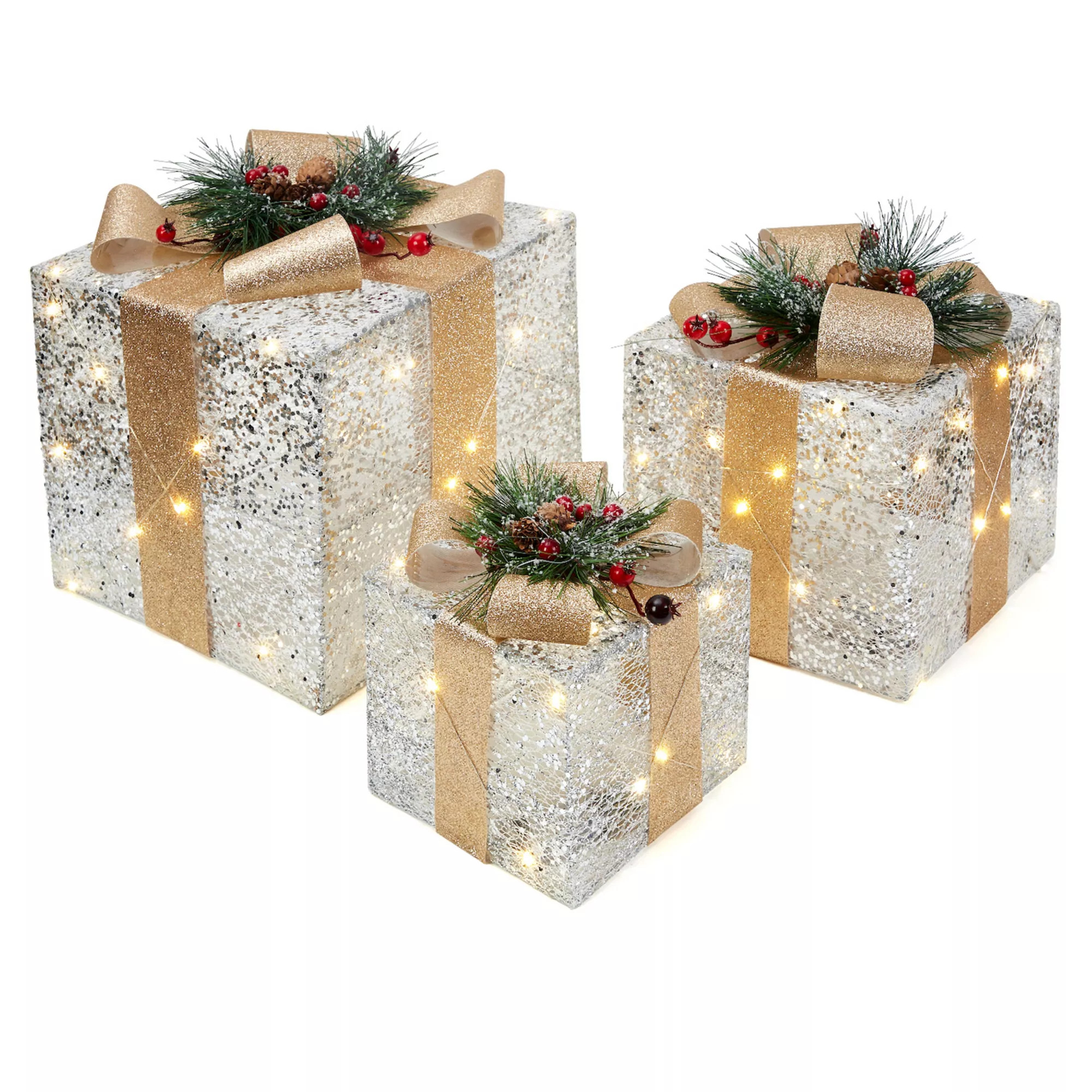Set of 3 Christmas Lighted Gift Boxes | Kohl's