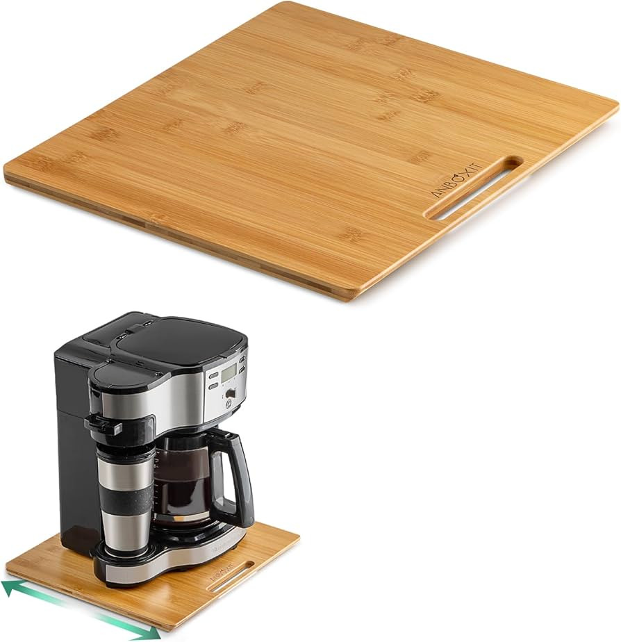 ANBOXIT Bamboo Appliance Slider, Sliding Tray for Coffee Maker, Kitchen Countertop Appliance Roll... | Amazon (US)